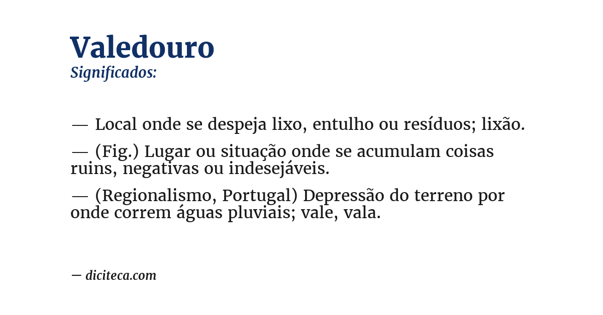 Significado de valedouro
