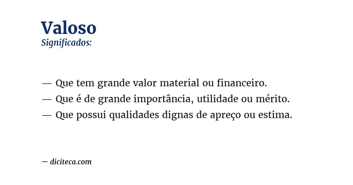 Significado de valoso