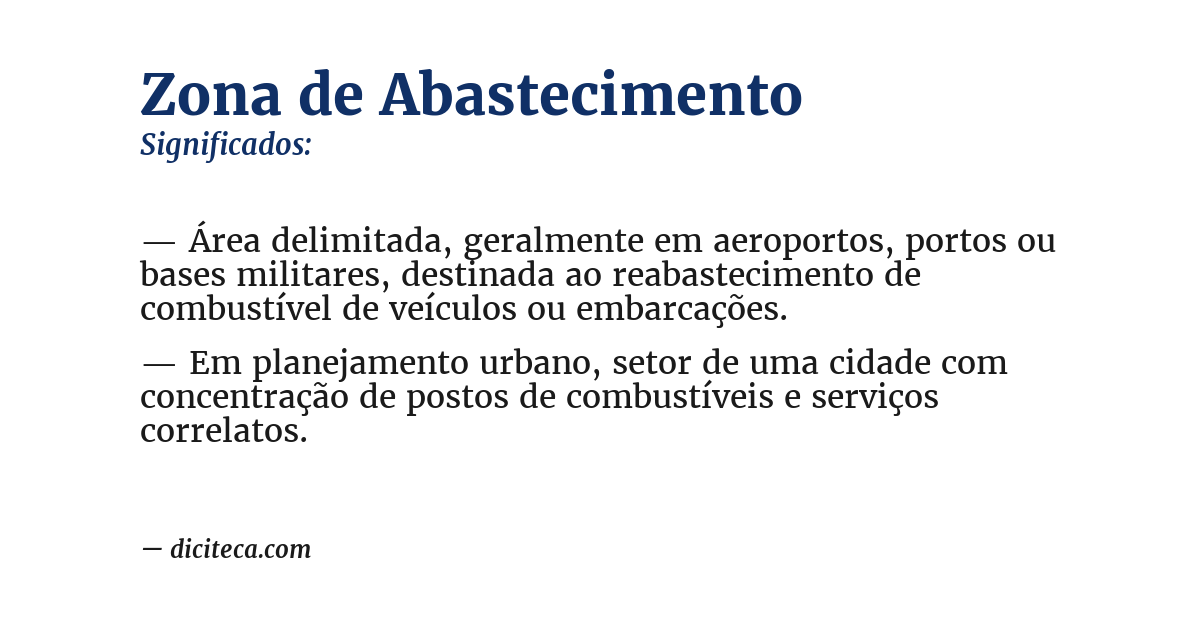 Significado de zona de abastecimento