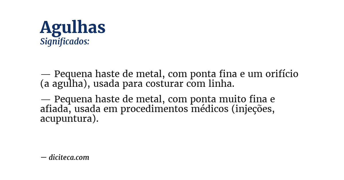 Significado de agulhas