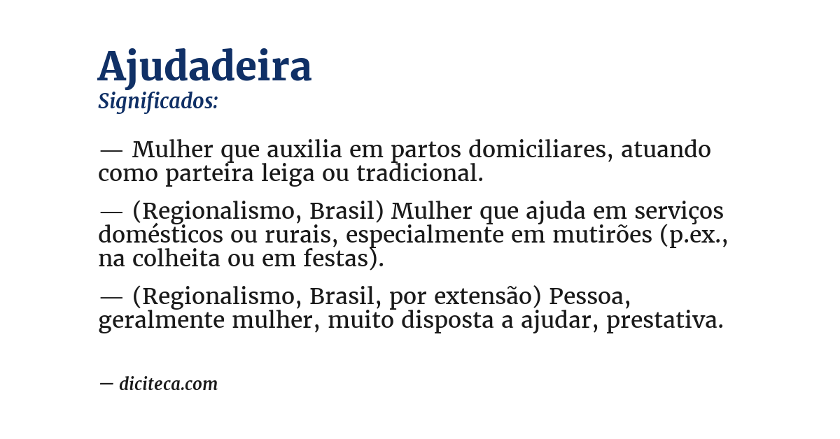 Significado de ajudadeira