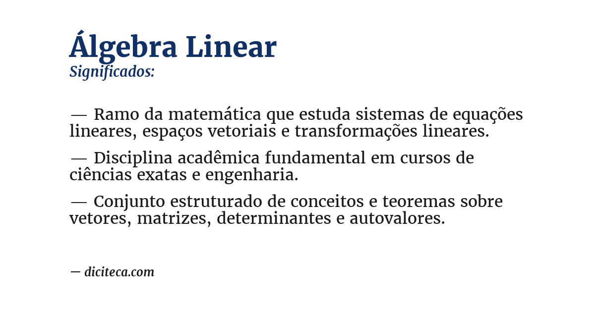 Significado de álgebra linear