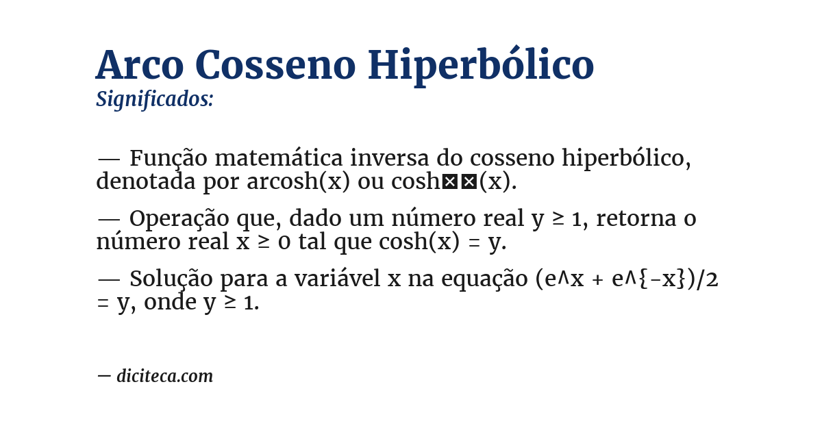 Significado de arco cosseno hiperbólico