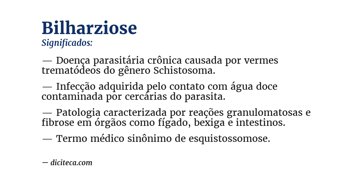 Significado de bilharziose