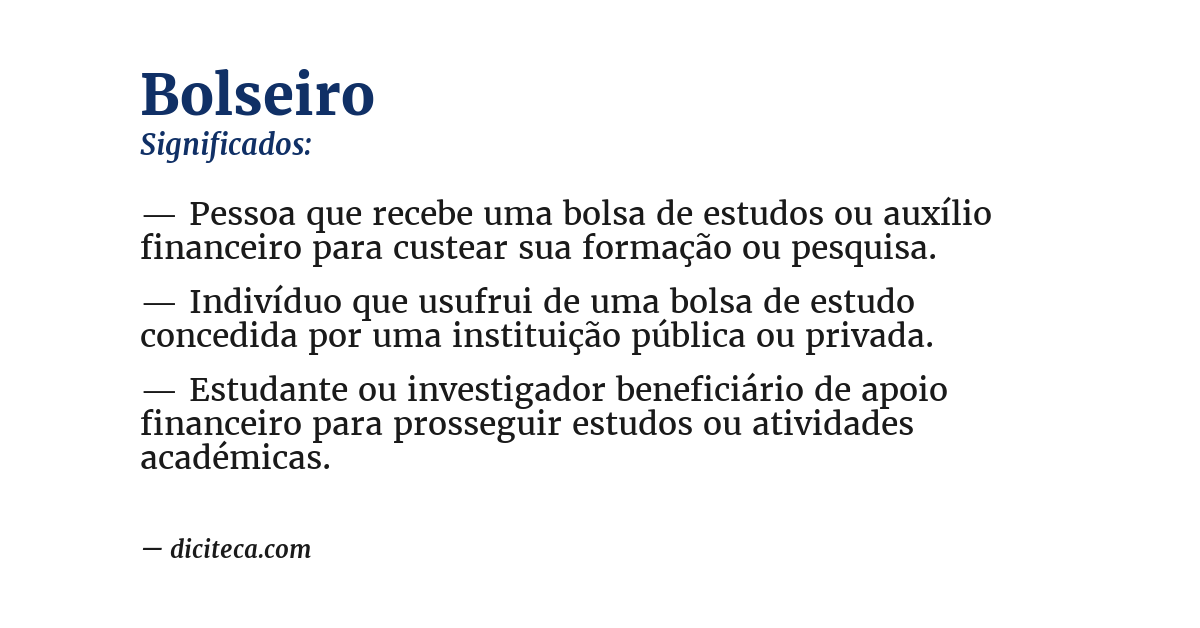 Significado de bolseiro