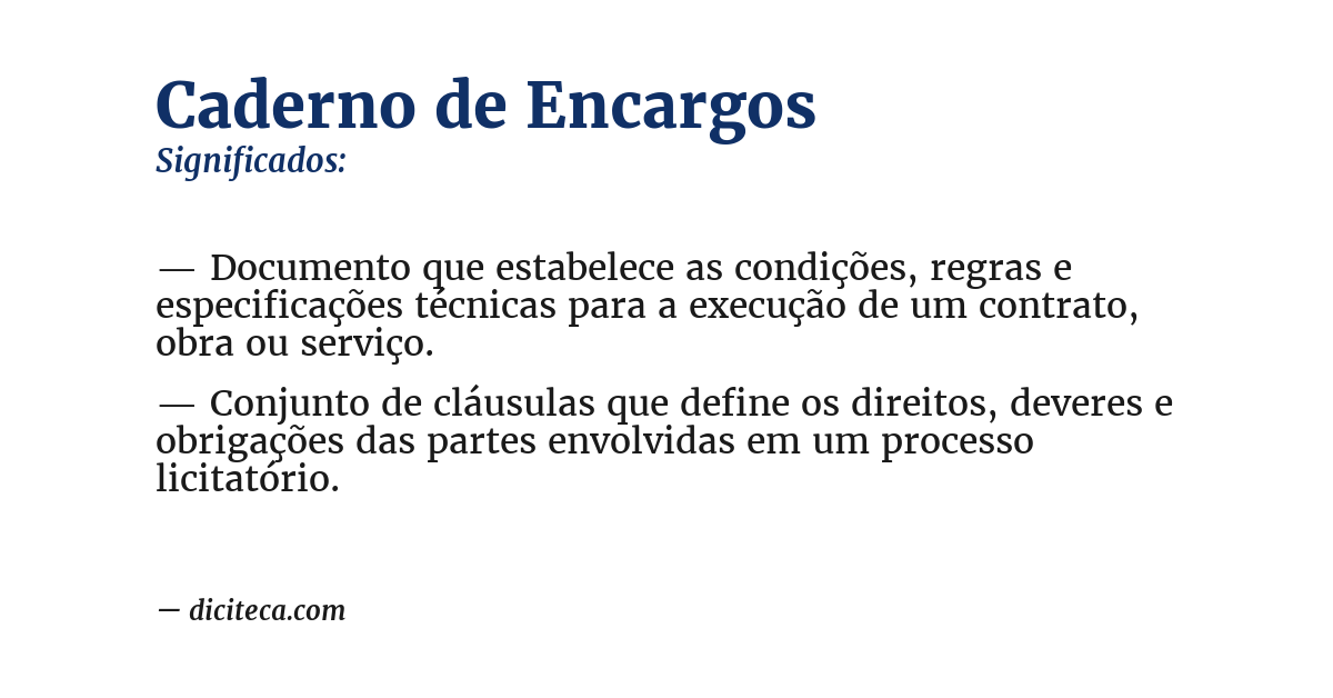 Significado de caderno de encargos