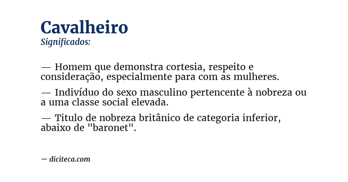 Significado de cavalheiro