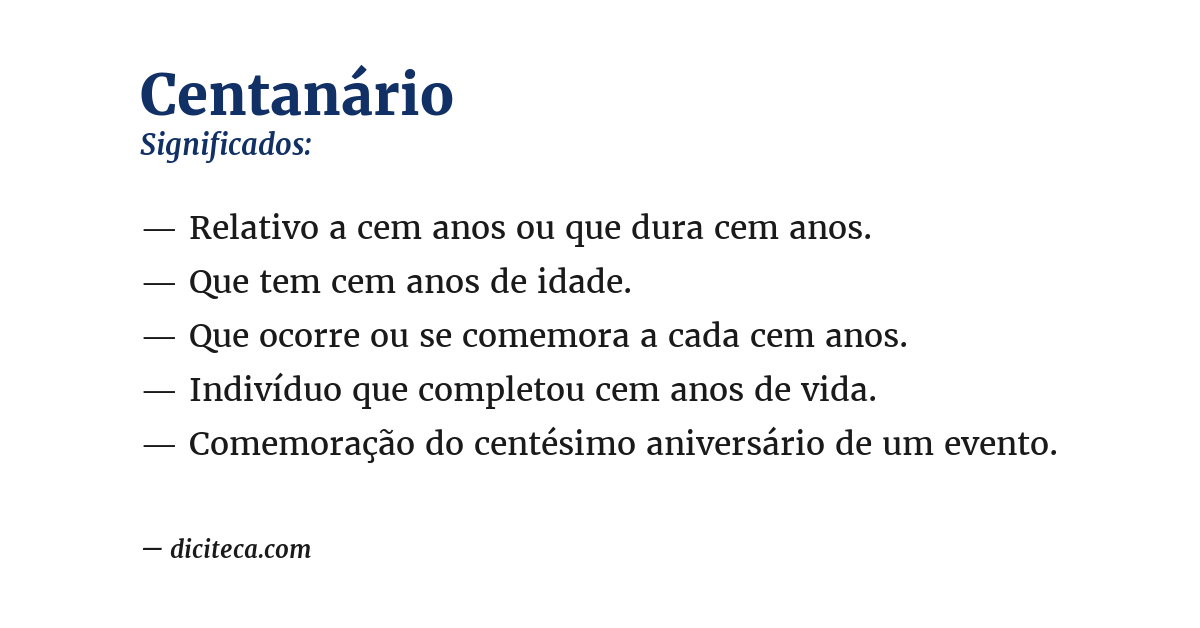Significado de centanário