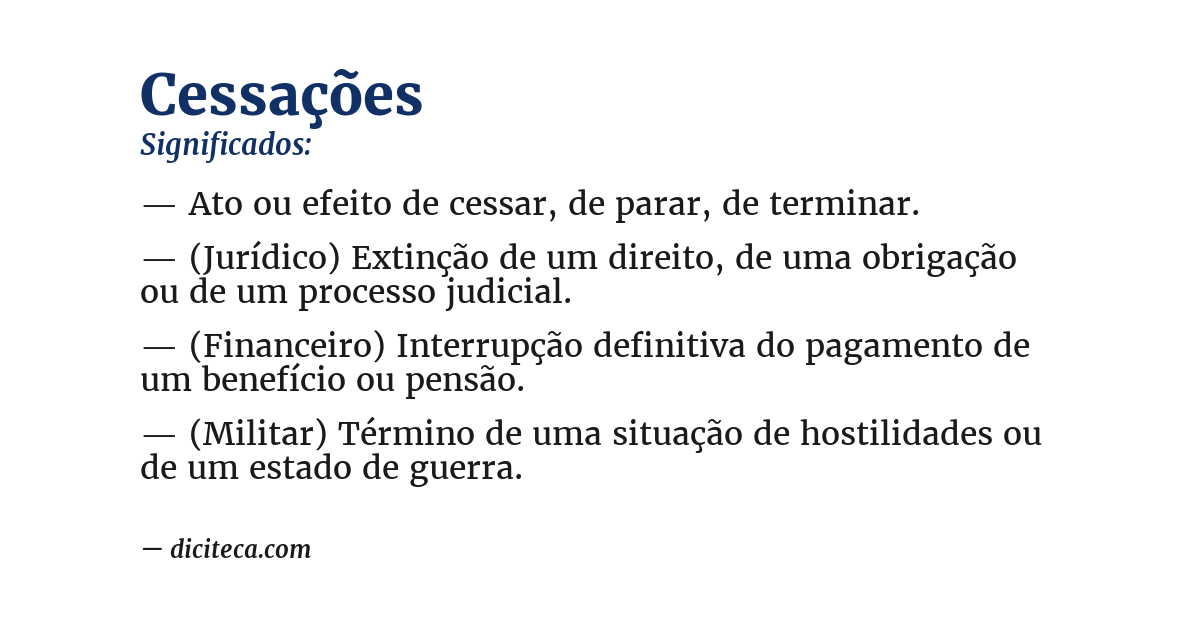 Significado de cessações