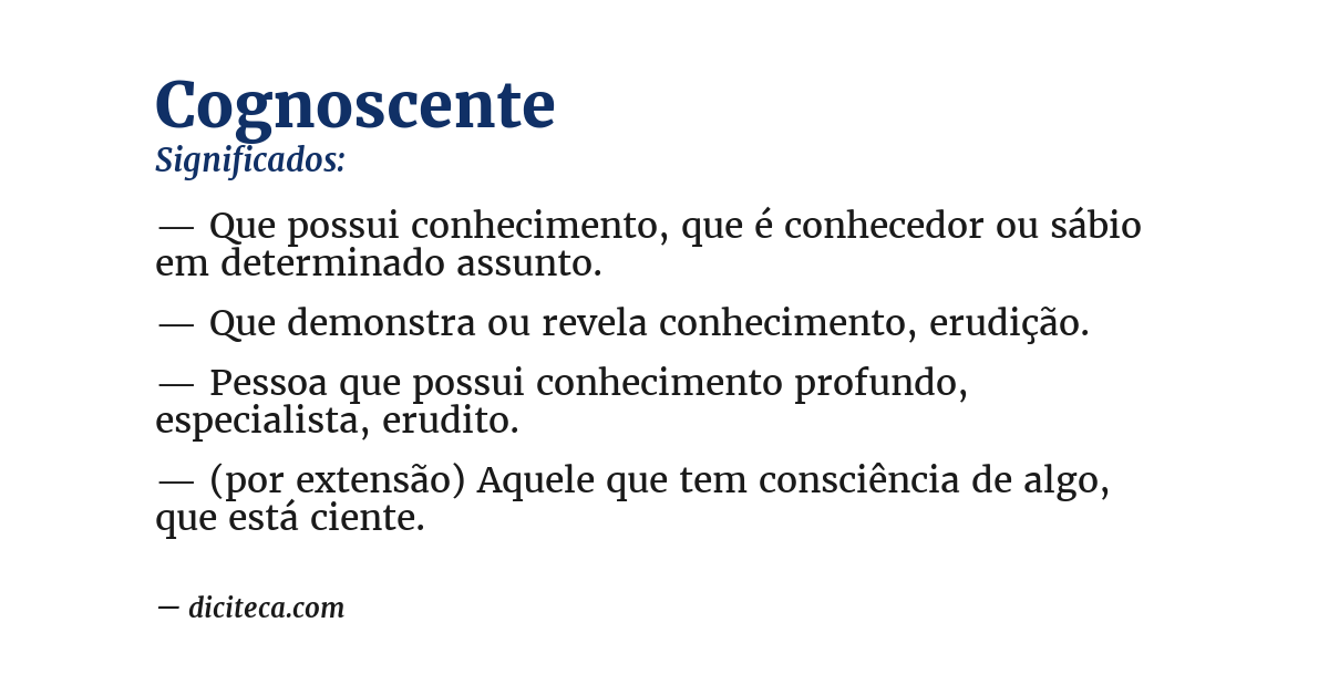Significado de cognoscente