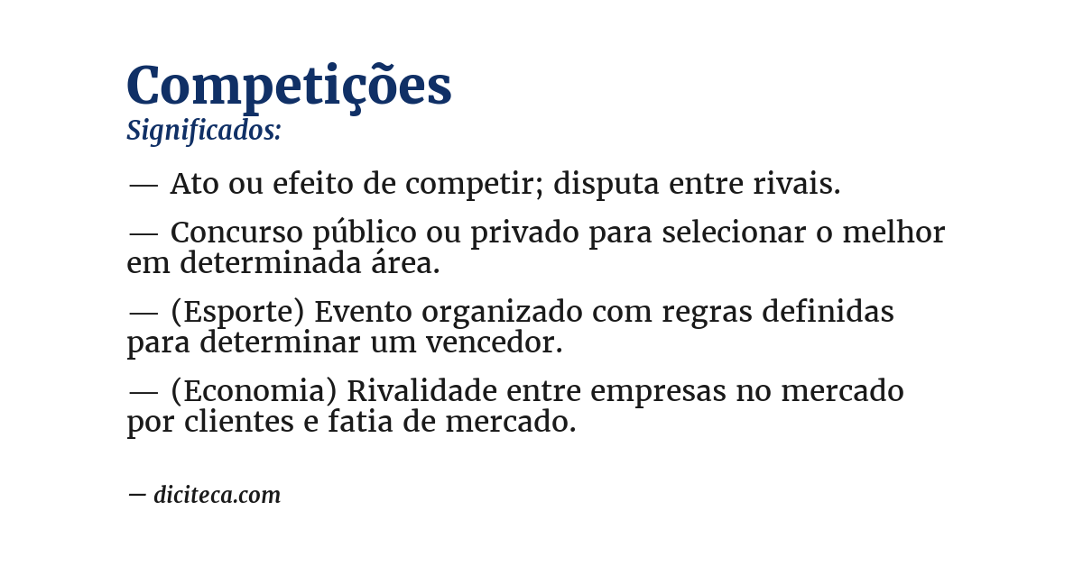 Significado de competições
