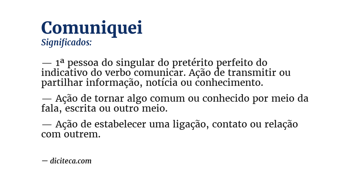 Significado de comuniquei