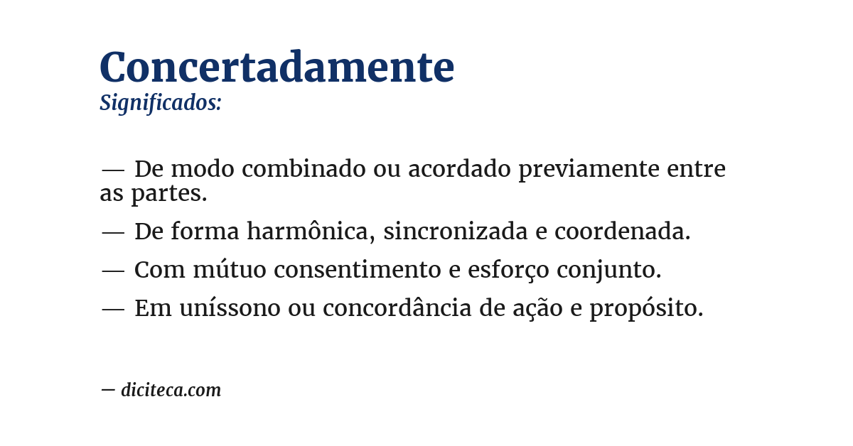 Significado de concertadamente