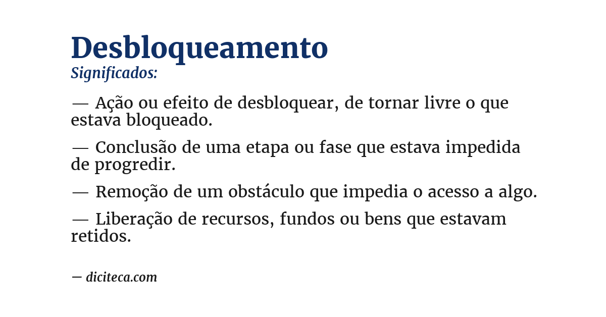 Significado de desbloqueamento