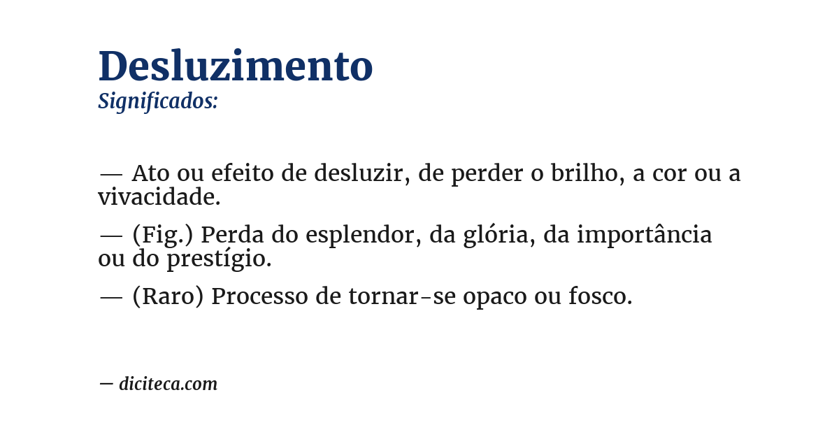 Significado de desluzimento