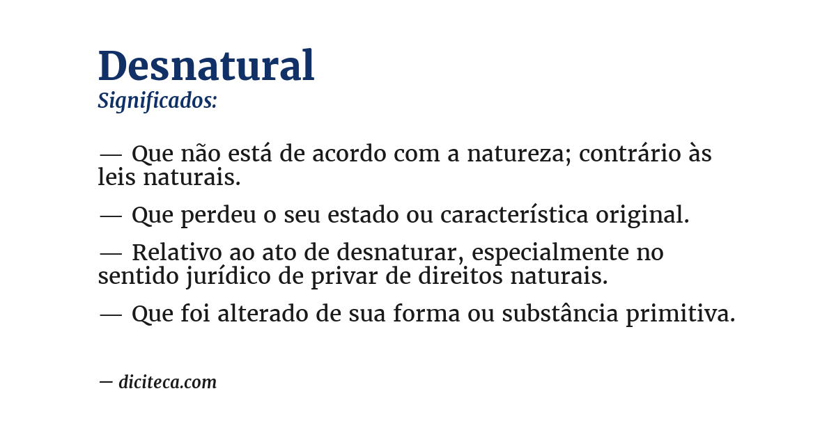 Significado de desnatural