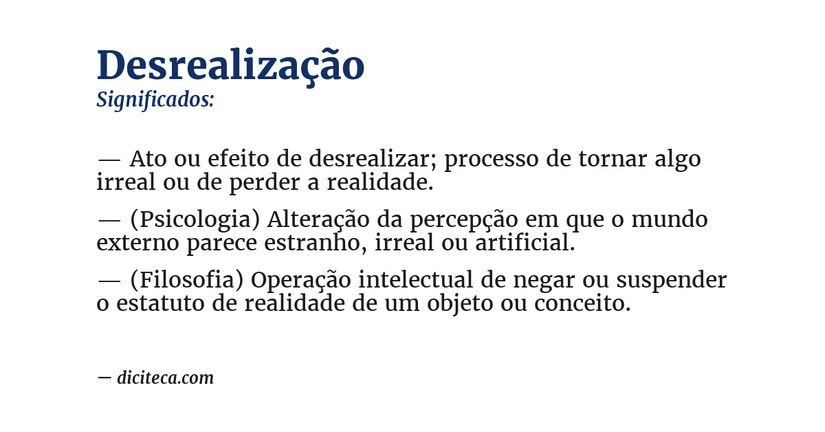 Significado de desrealização
