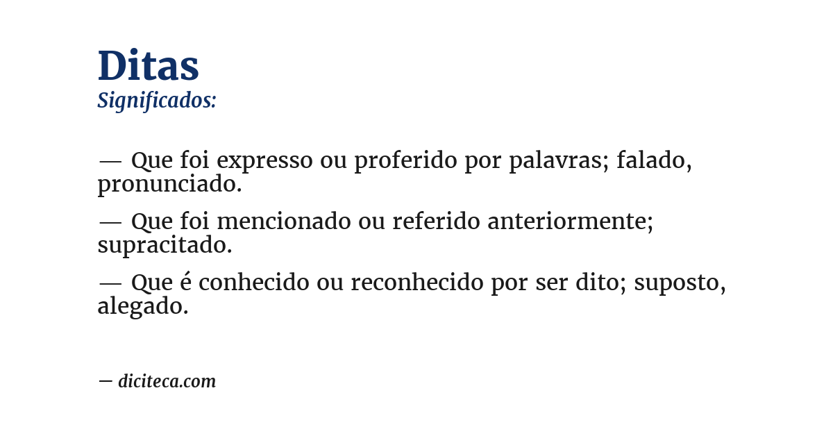 Significado de ditas