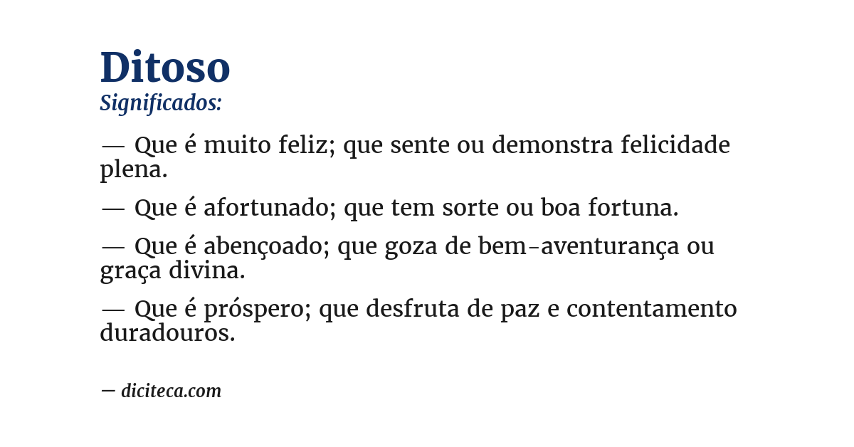 Significado de ditoso