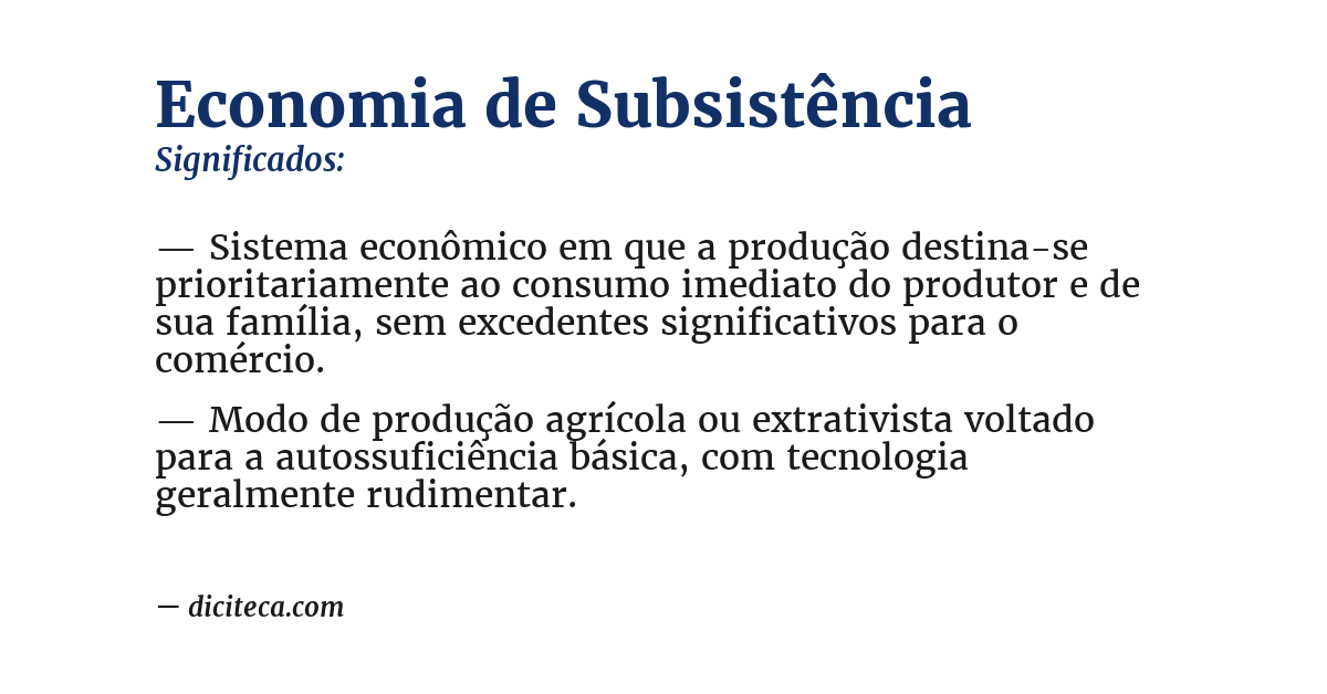Significado de economia de subsistência