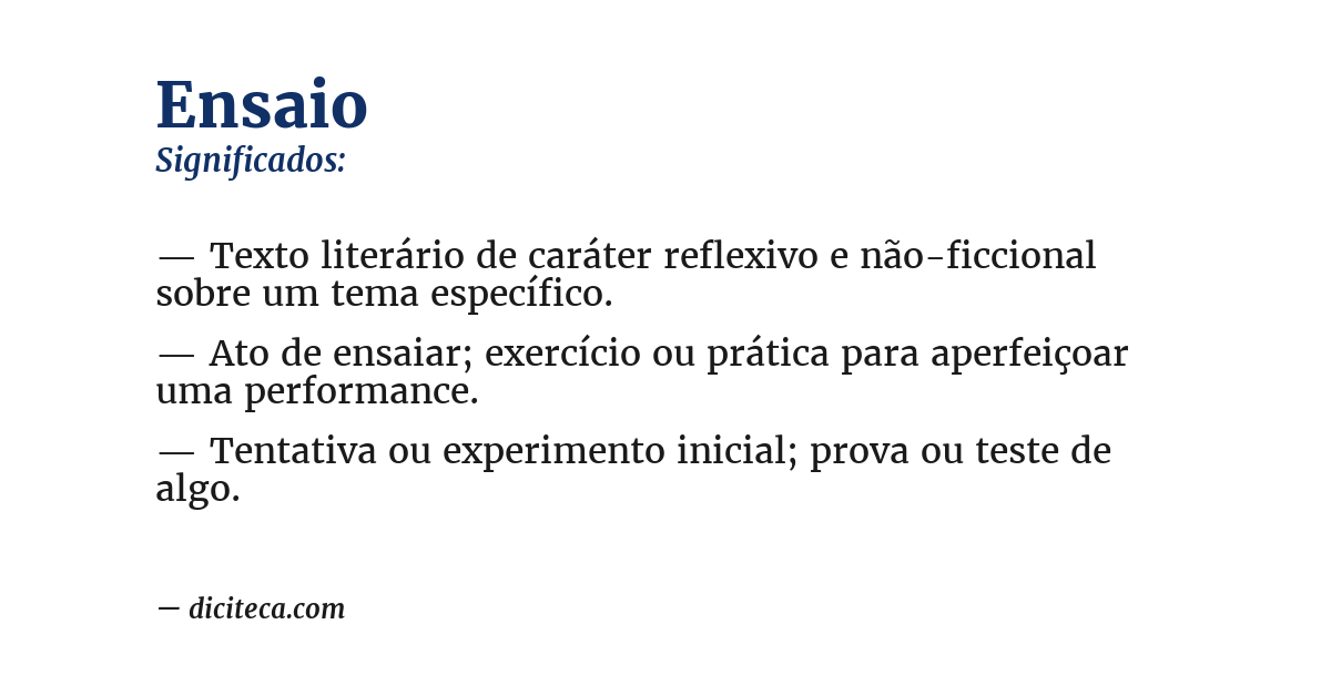 Significado de ensaio