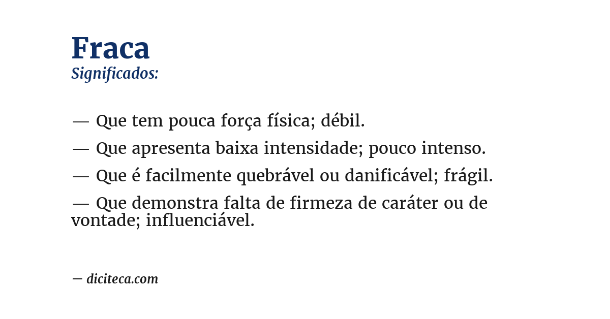 Significado de fraca