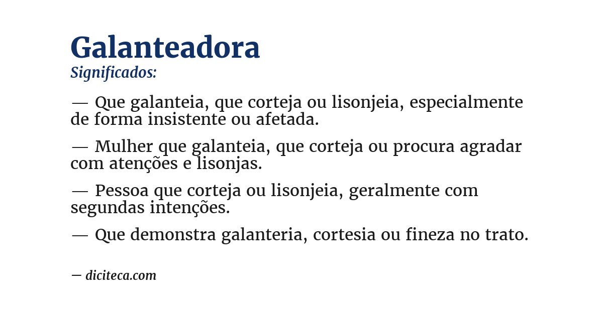 Significado de galanteadora