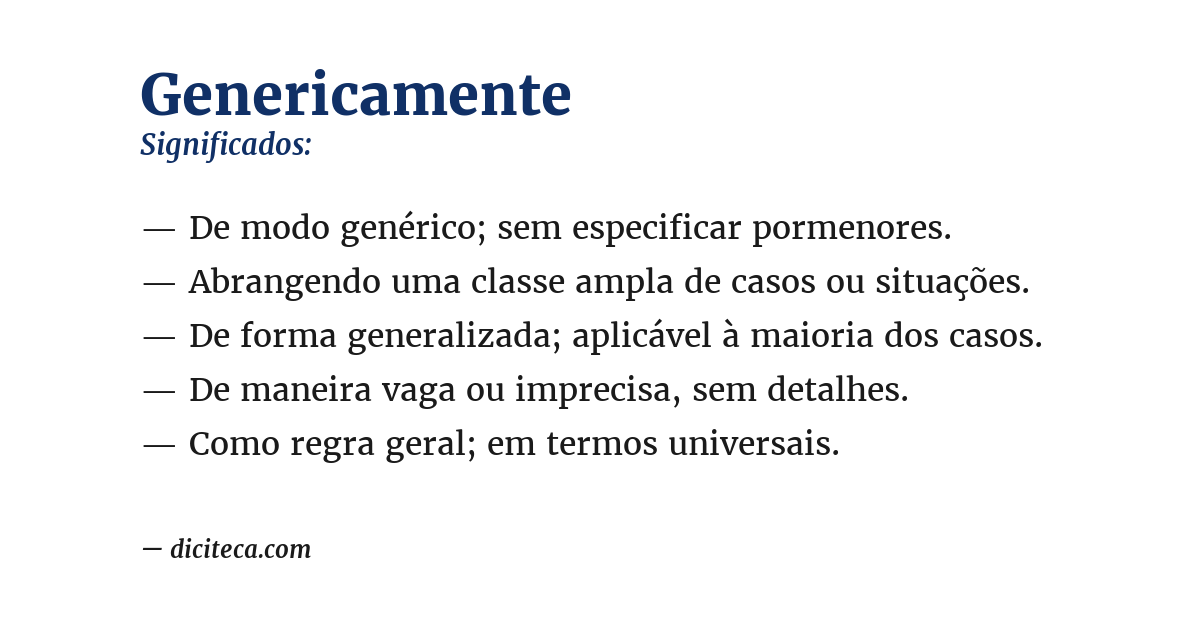 Significado de genericamente