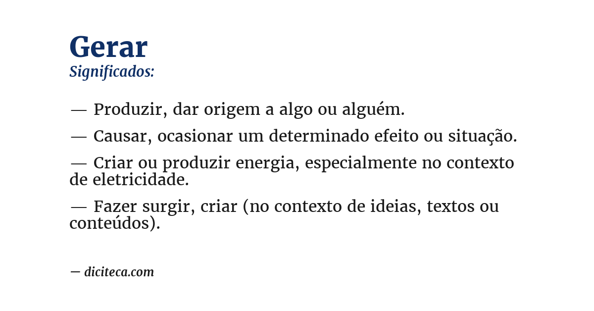 Significado de gerar
