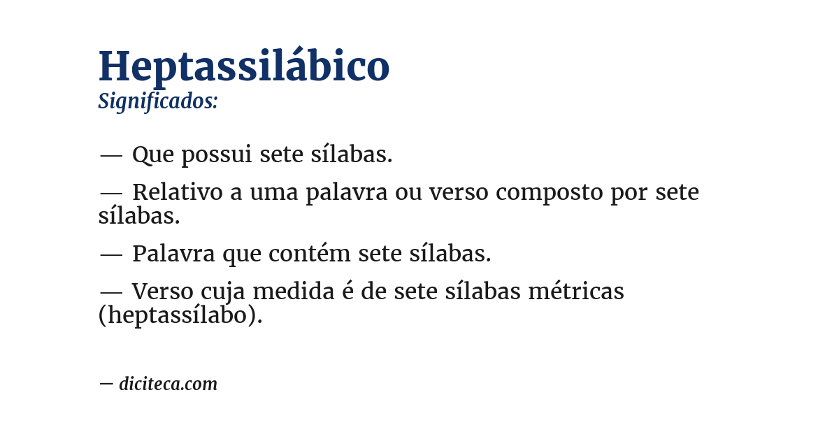Significado de heptassilábico