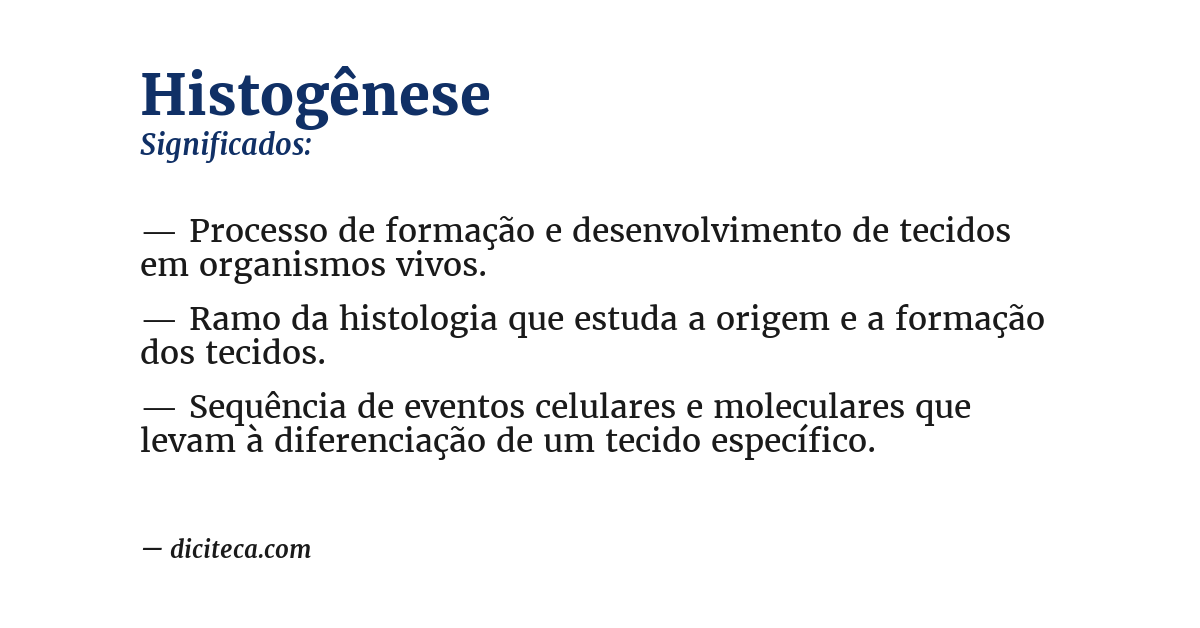 Significado de histogênese