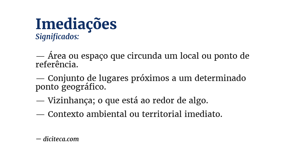 Significado de imediações