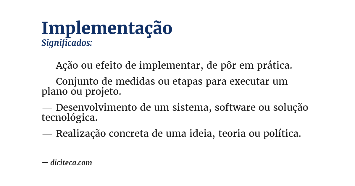 Significado de implementação