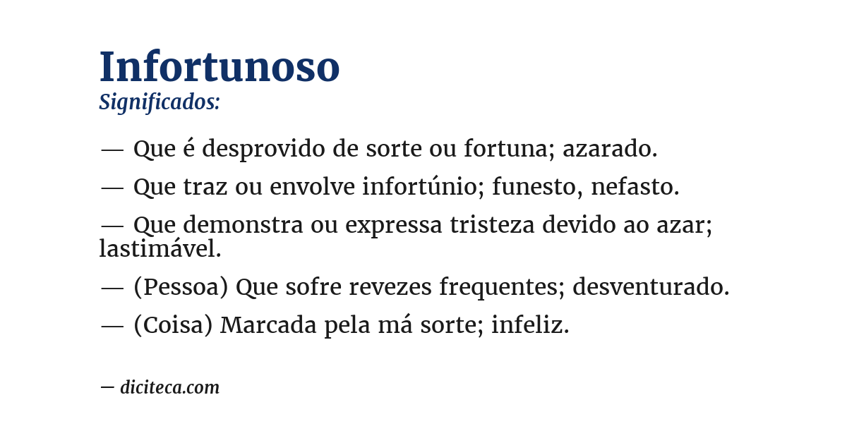Significado de infortunoso