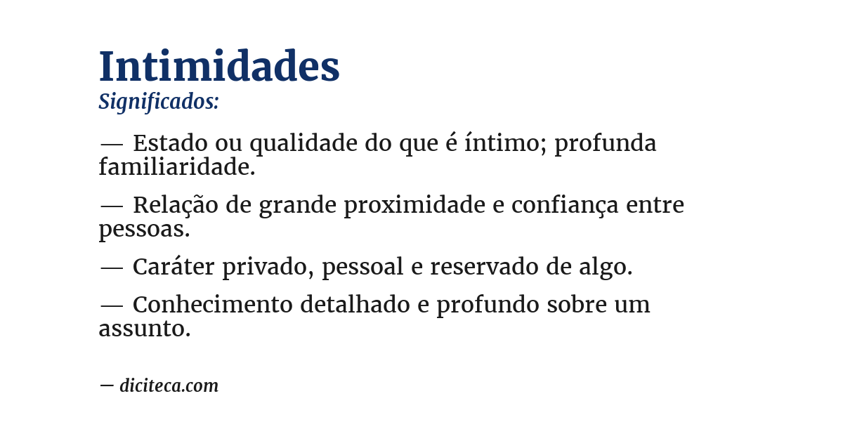 Significado de intimidades