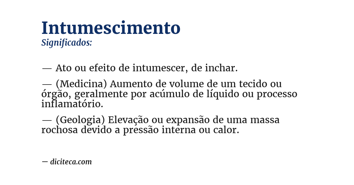 Significado de intumescimento