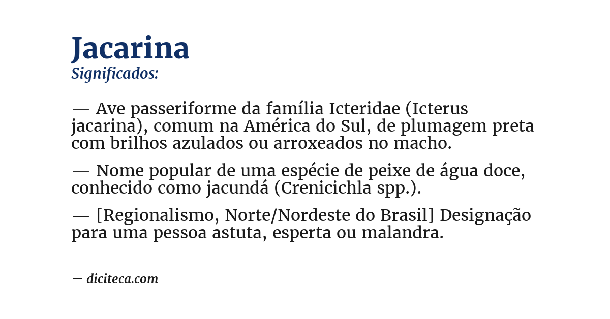 Significado de jacarina