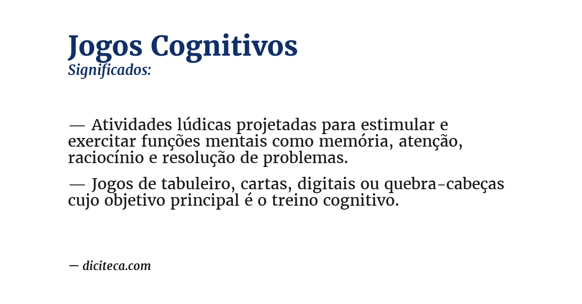 Significado de jogos cognitivos