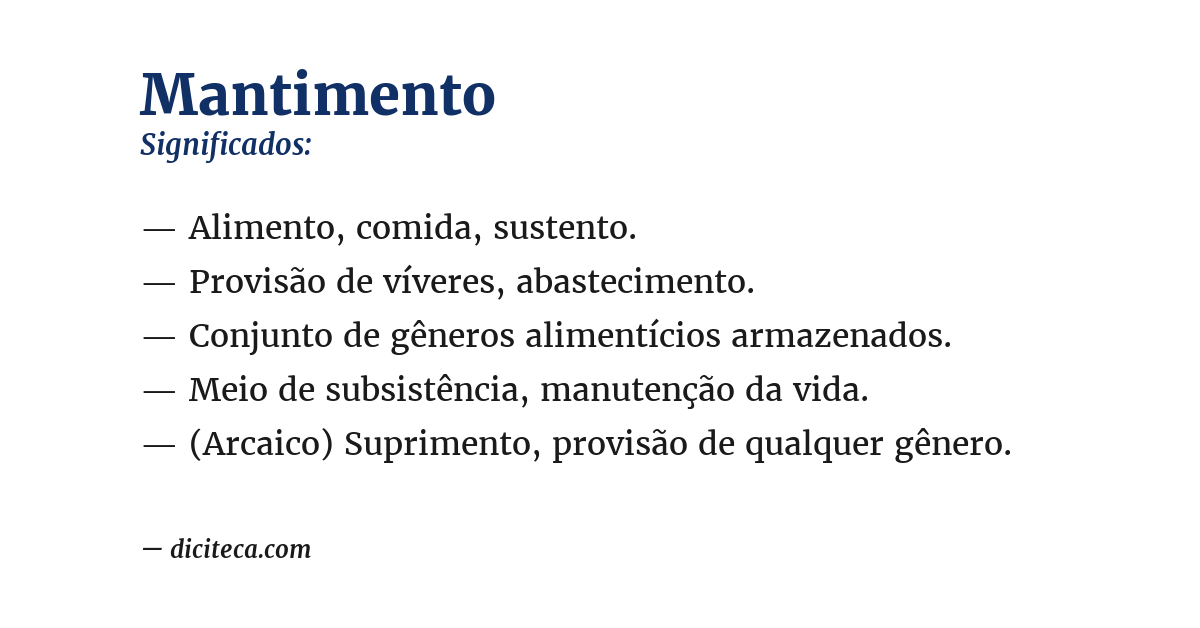 Significado de mantimento