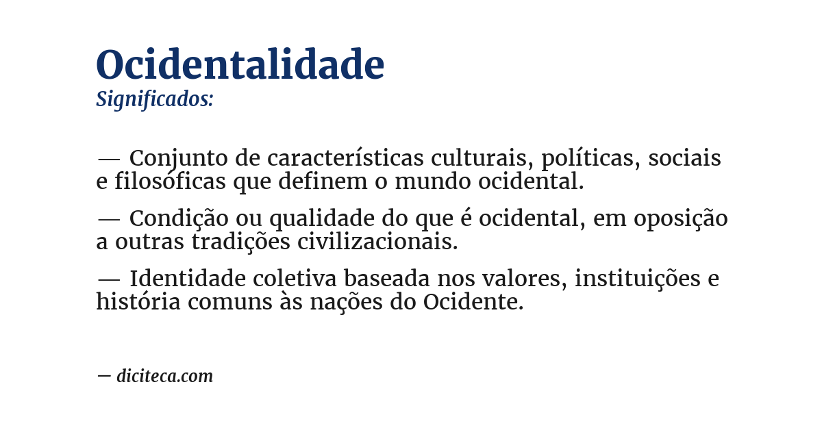 Significado de ocidentalidade