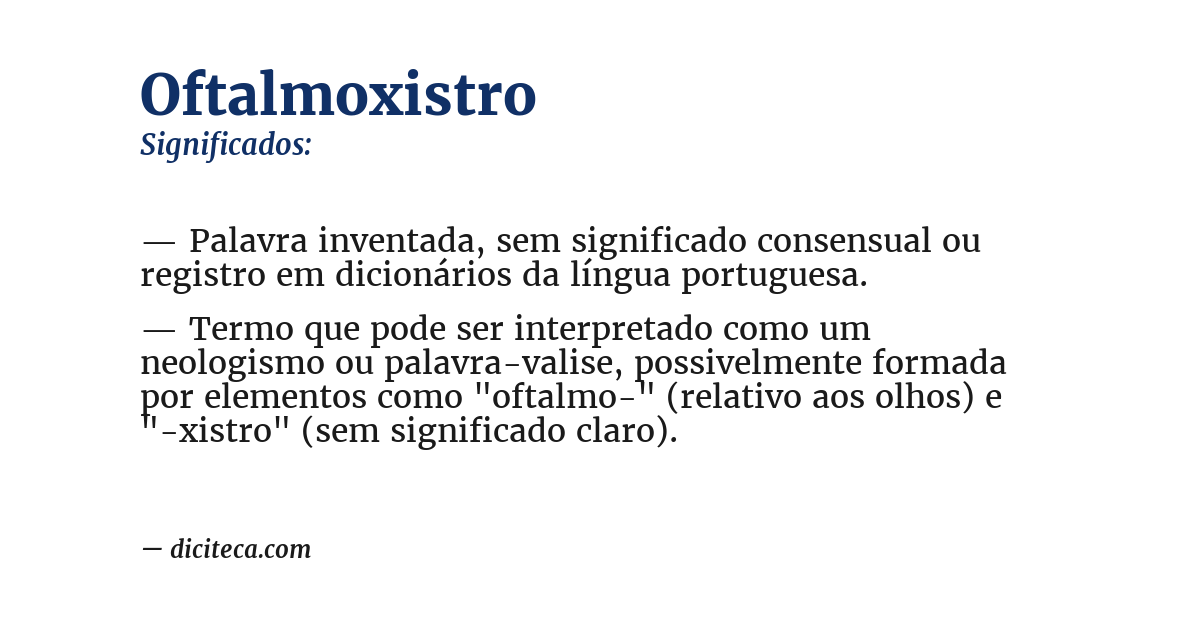 Significado de oftalmoxistro