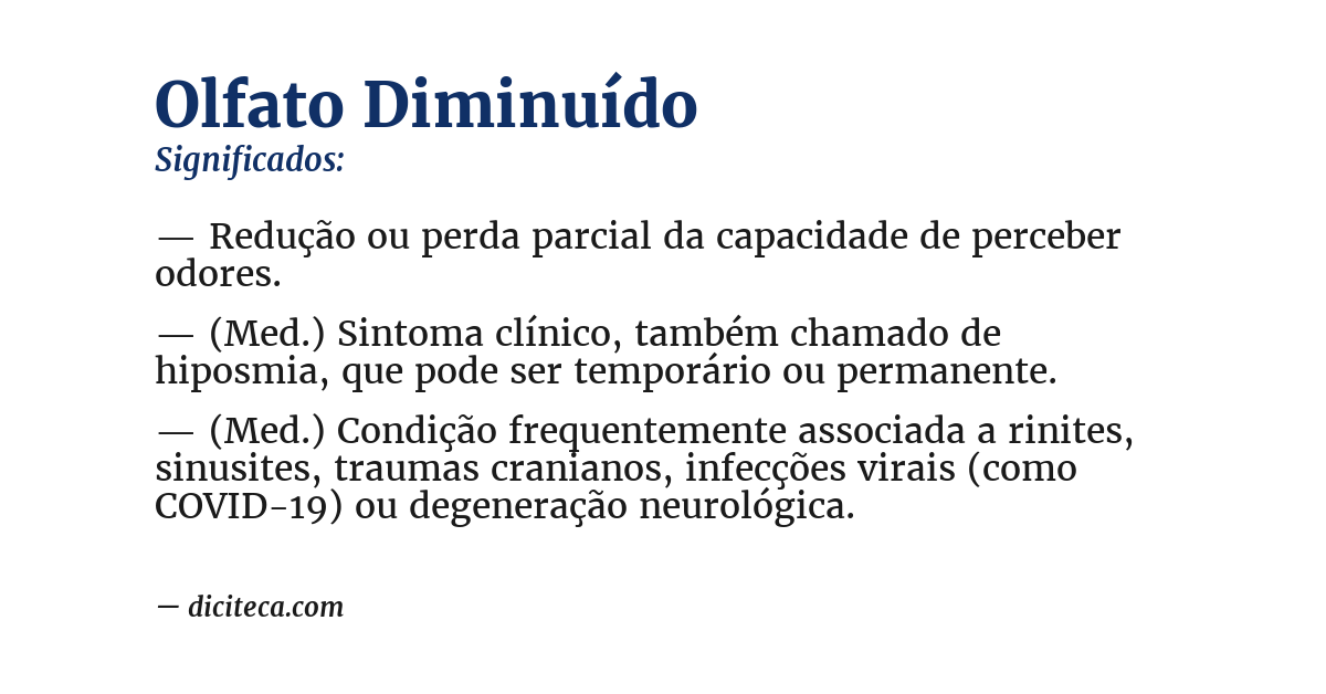 Significado de olfato diminuído