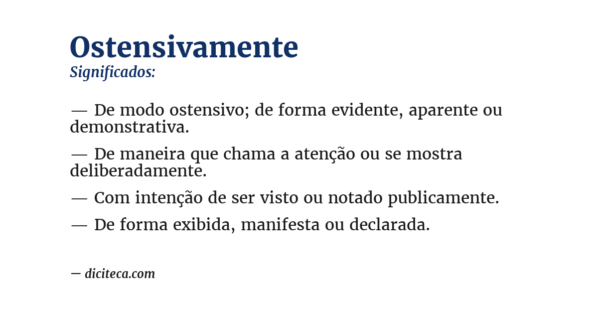 Significado de ostensivamente