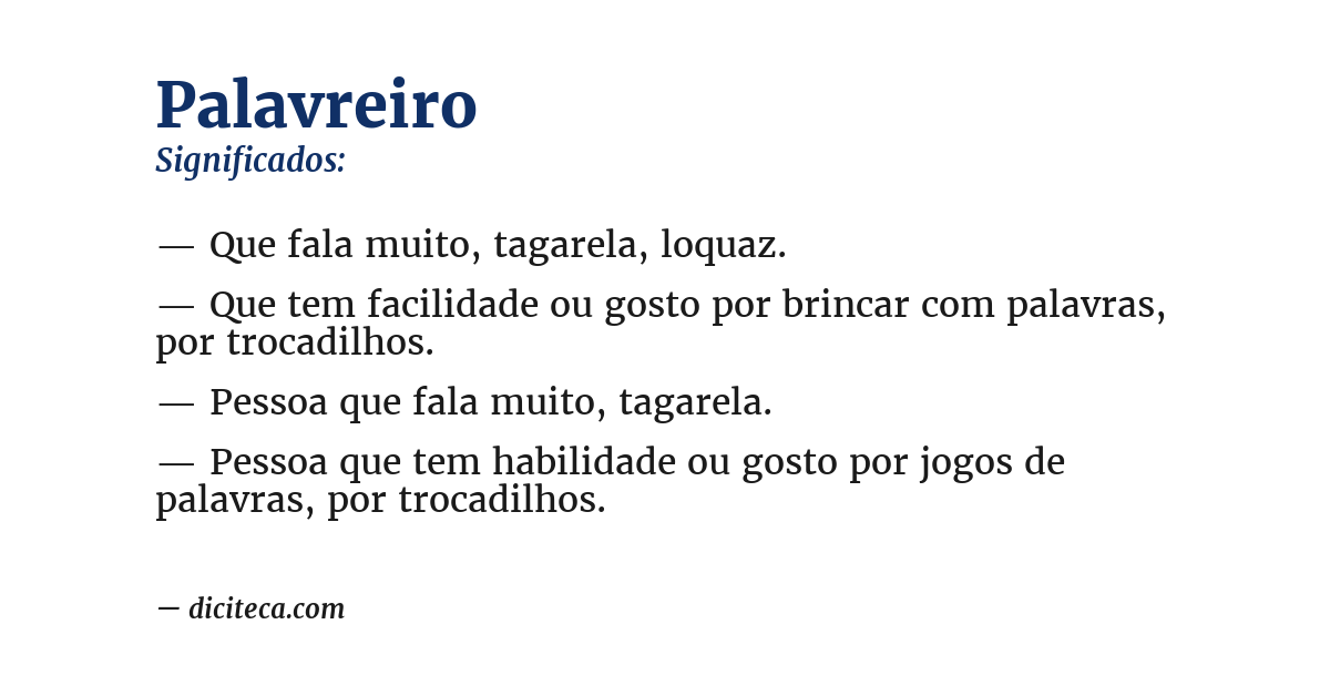 Significado de palavreiro