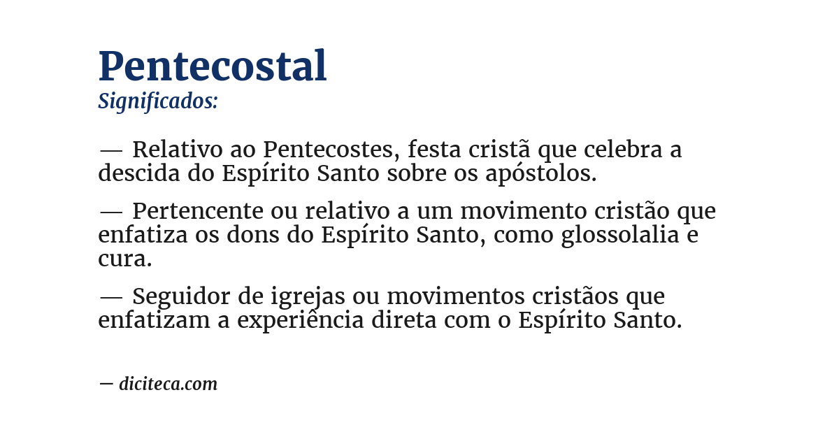 Significado de pentecostal