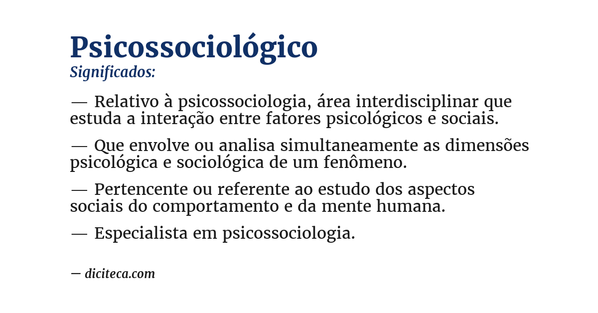 Significado de psicossociológico
