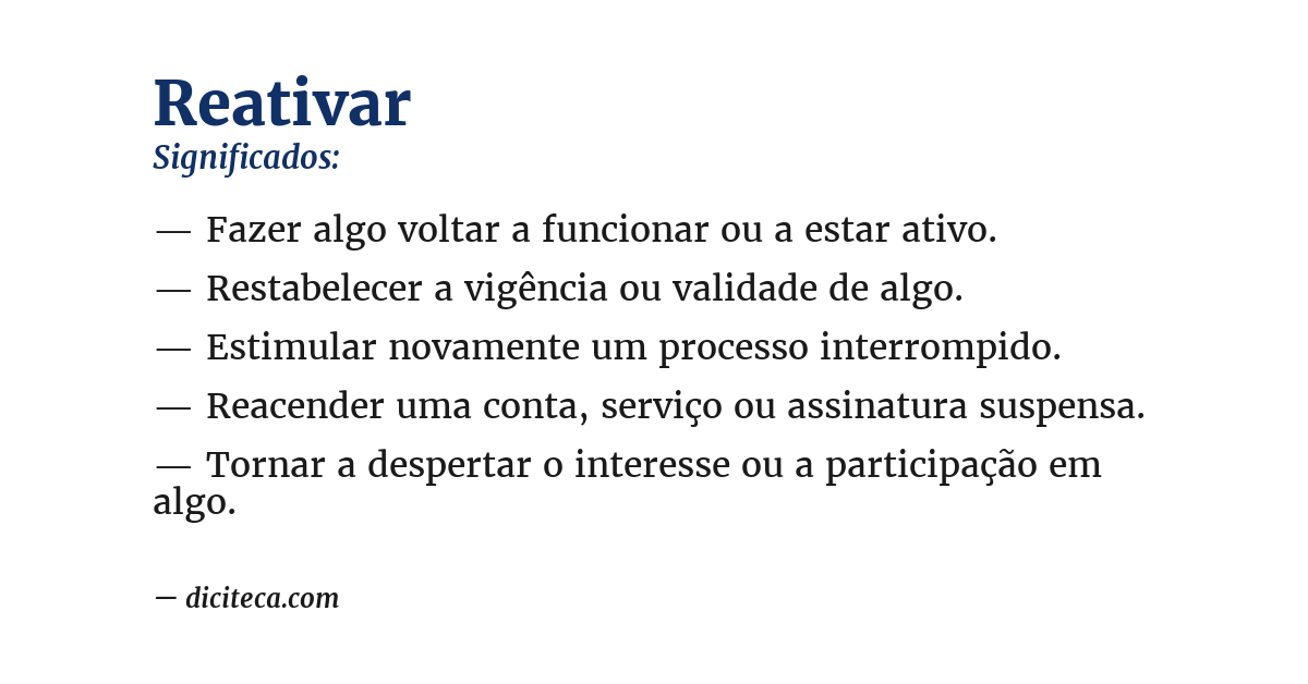 Significado de reativar