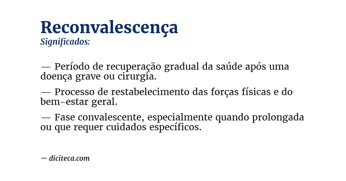 Significado de reconvalescença