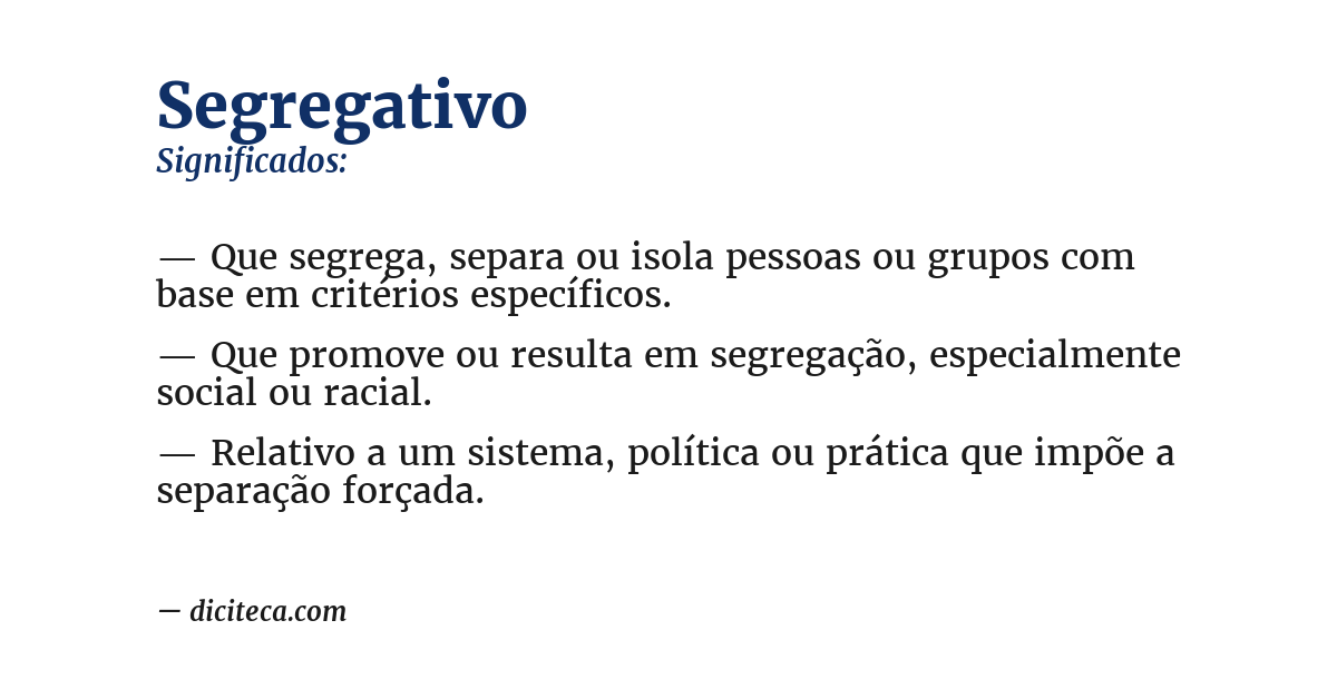 Significado de segregativo