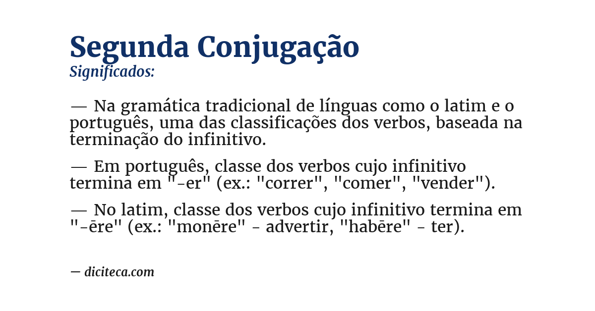 Significado de segunda conjugação